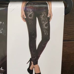 WINWIN BROCADE BLACK FLEECE LEGGINGS SMALL - LARGE GOTHIC STEAMPUNK PUNK GOTH